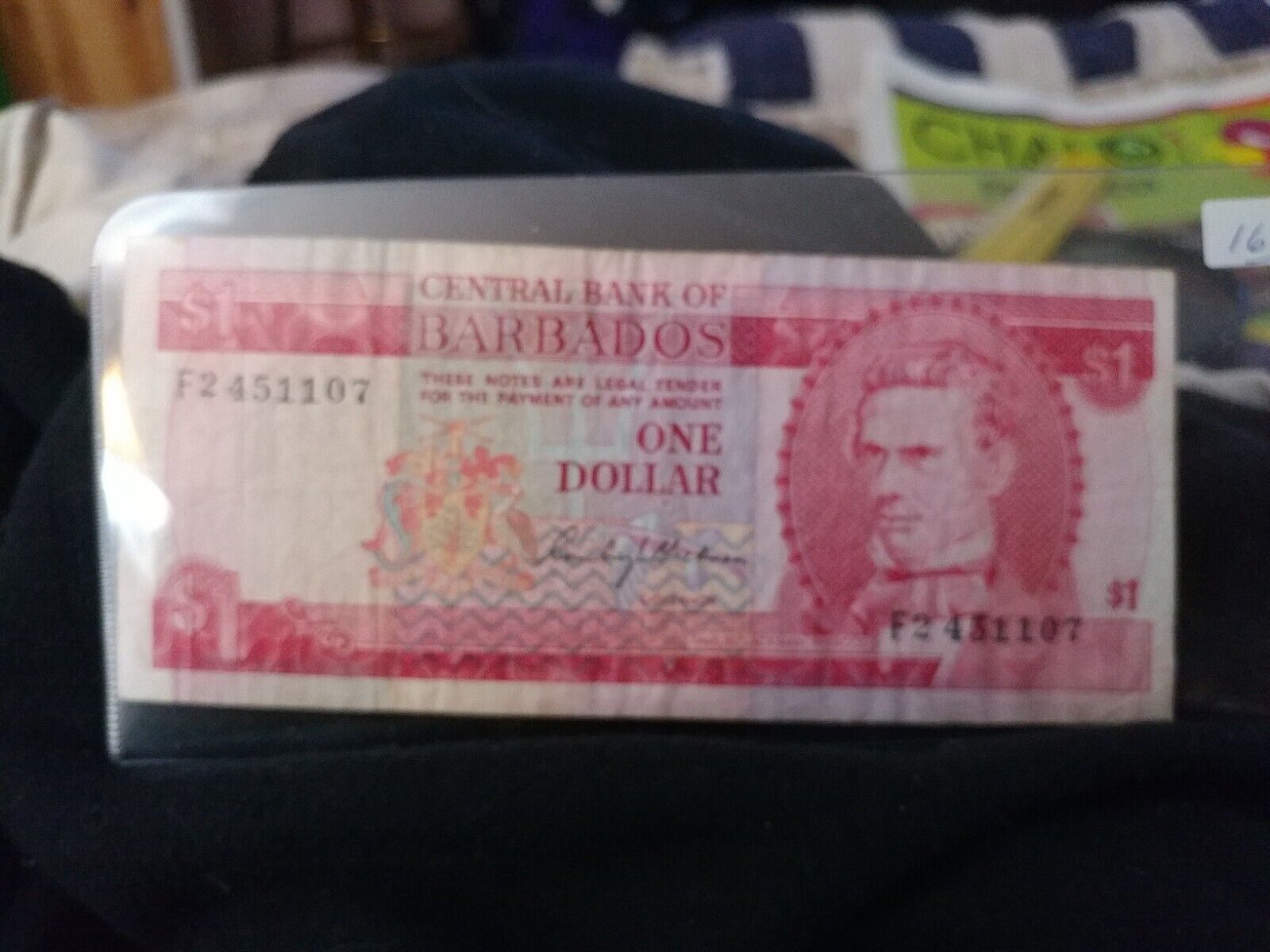 Barbados One Dollar 1973 Banknote.  Free Shipping.