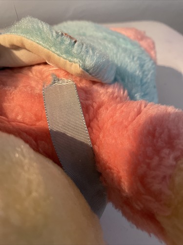 Plush Original Kranimals Pink Teal Overalls Bear Kmart Stuffed Animal 1985 Vtg. - Picture 10 of 10