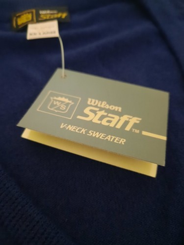 Wilson Staff XXL Mens V Neck Orlon Acrylic Sweater Navy Blue USA New NOS Golf - 第 4/7 張圖片