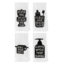 Funny Bathroom Hand Towels Set - Funny Bathroom Decor Bathroom Rules Decorati...