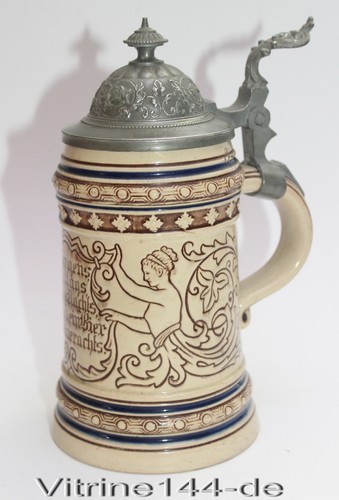 BIERKRUG HUMPEN ca1880 FABELWESEN TRINKSPRUCH Merkelbach&Wick Elfenbeinsteinzeug - Bild 1 von 11