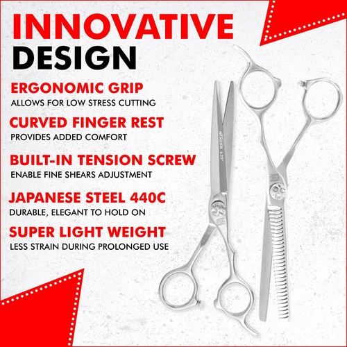 NIXCER PROFESSIONAL SHARP SERIES ARC HAIR CUTTING AND THINNING SCISSORS 6.25" - Picture 4 of 7