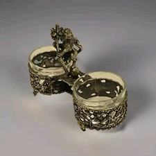 Antique Montagnani Victorian Silverplate Dual Open Salt Cellar Lion & Staff