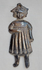 Alte Votivgabe versilbert Mädchen Bauchschmerzen gemarkt " zinn grm gsm gesch "