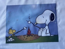 1 Snoopy & Woodstock Peanuts Quilt Square Sew Block Fabric Material  Camping