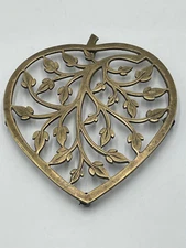 Brass Trivet Hot Plate Leaves Footed Heart Acorn Leaf Shape