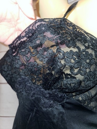 VTG 80's Penney's Adonna 34 Black Full Slip Lace Bust Trim Nylon Altered 30B/28" - Picture 17 of 23