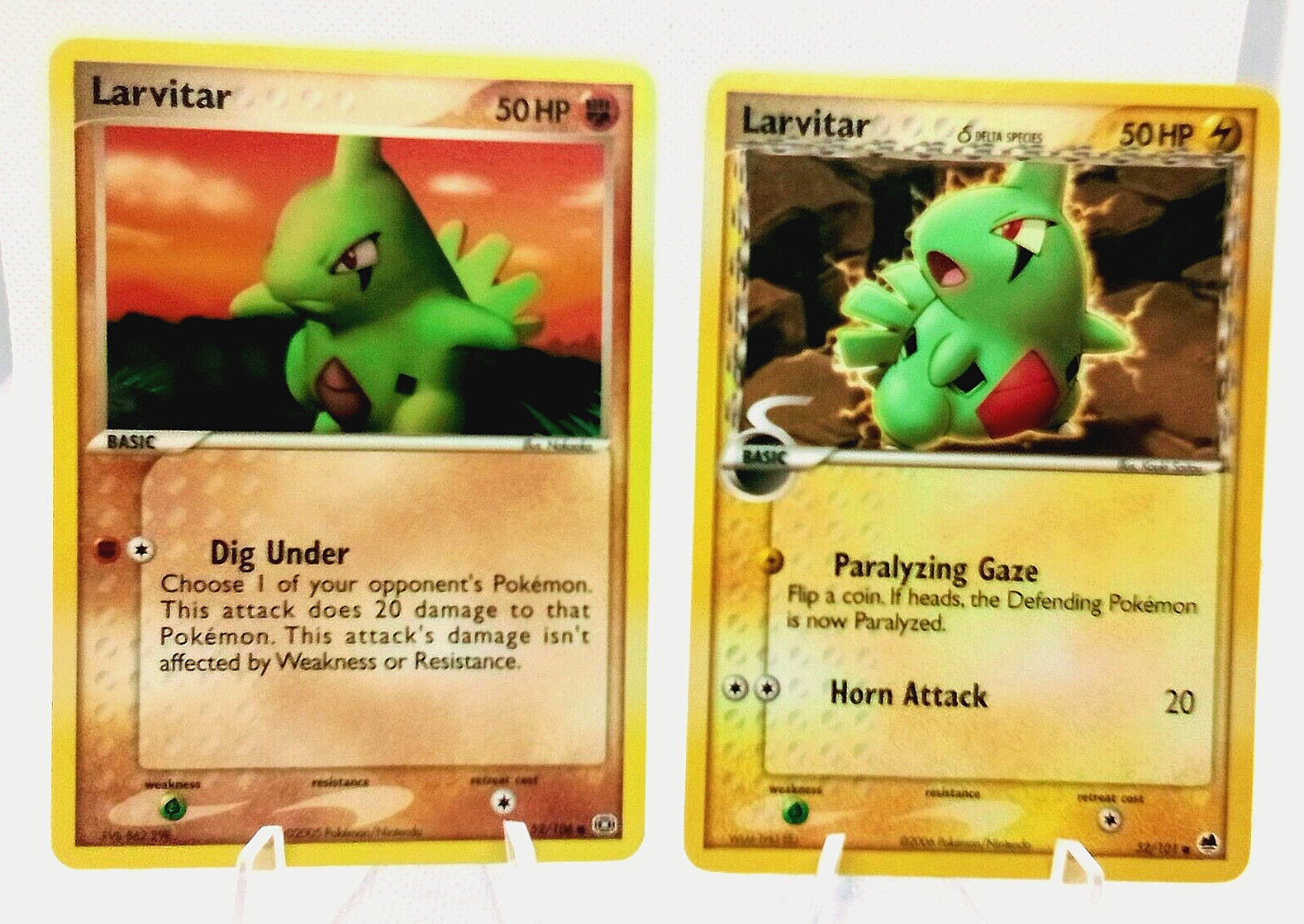 Larvitar 52/101 EX Dragon Frontiers & 52/106 EX Emerald-Regular TCG Pokemon NM