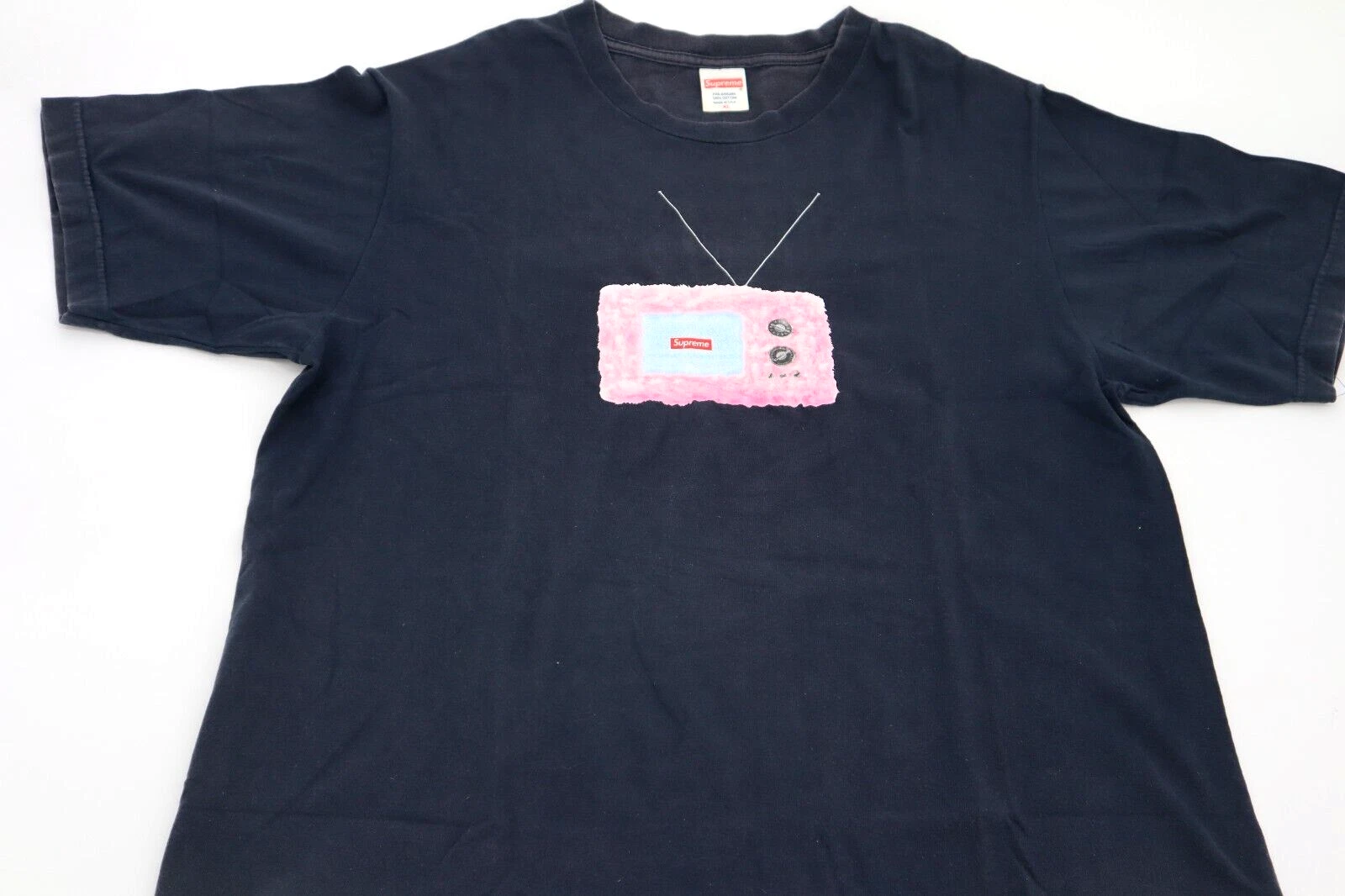 Men's Supreme Black T shirt Tee TV Box Logo Graphic Print XL Rare