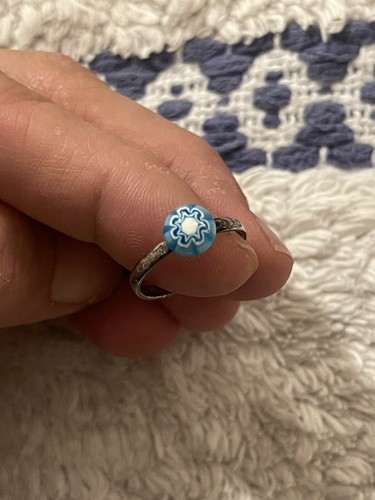 Anello Perline Millefiori Italiane Vetro Sterling 925 Lotto di 3 - Foto 10 di 14