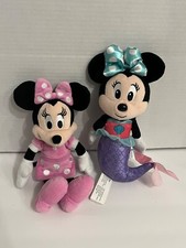 2 Minnie Mouse LOT Plush Disney Parks Aulani Mermaid Vintage Fifi