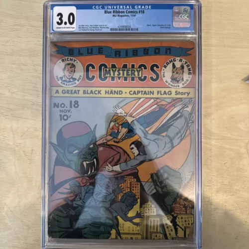 Blue Ribbon Comics # 18 CGC 3.0 - HTF Classic Cover Golden Age - MLJ Comics