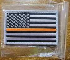 Thin Orange Line US Flag Embroidery Patch for Search and Rescue - Hook/Loop Back