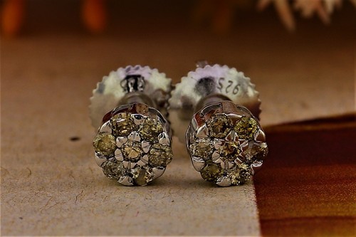 Stud Earring In S925 Sterling Silver For Women Cluster Earrings Anniversary Gift - Picture 4 of 4