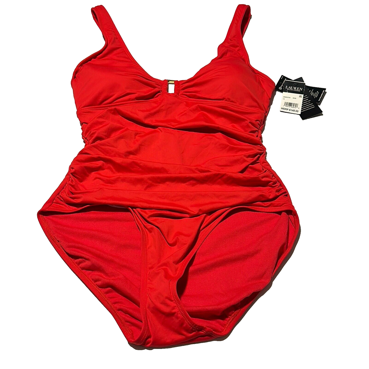 Lauren Ralph Lauren Women's Red Wide Strap Padded One Piece