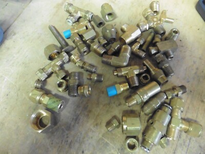 Lot apx 40 brass compression fitting plumbing  HVAC Refrigerant etc