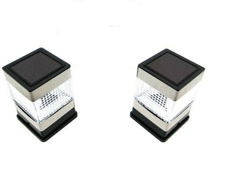 2 Stück 4 Zoll x 4 Zoll Außen Garten Metallbeschichtet Solar Pfosten Deck Kappe Quadrat Zaun Lichter - Bild 1 von 2