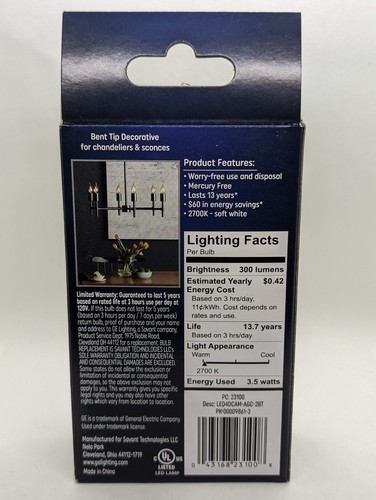 GE LED CAM Light Bulb Medium base Soft White Clear 40 Watt Dimmable 2-Pack - Picture 2 of 5
