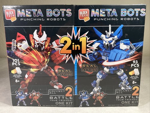 Block Tech meta bots Punching Robots battle kit Blue Cyclone & Red Dragon Sealed - Picture 2 of 7