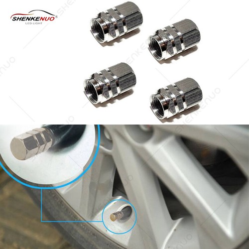 Fit Car Bike Wheel Tire Valve Stem Caps Dust Cover Chrome Aluminum 4PC silver US - Picture 9 of 14