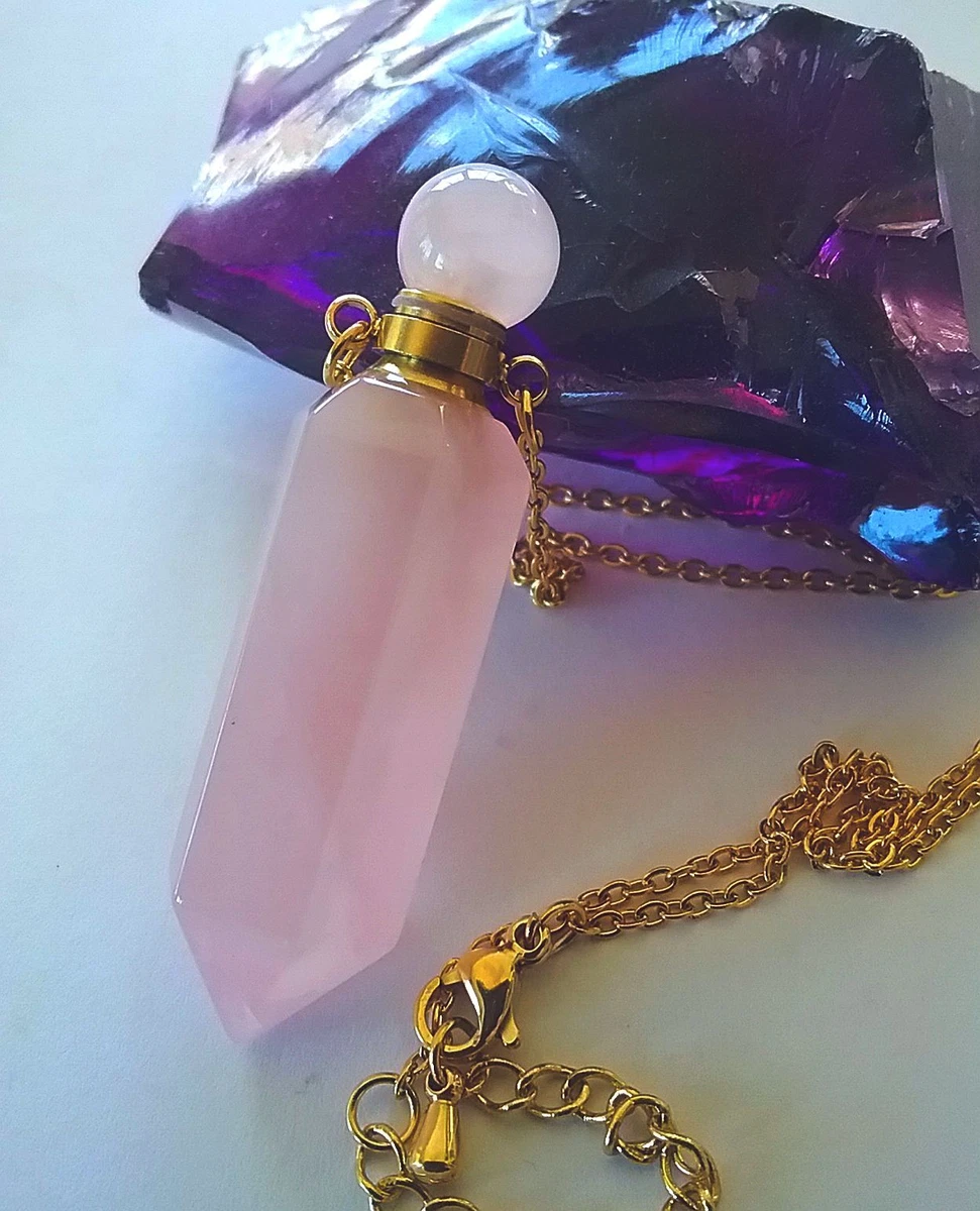 CRYSTAL URN Necklace Large ROSE QUARTZ Urn Necklace Pink