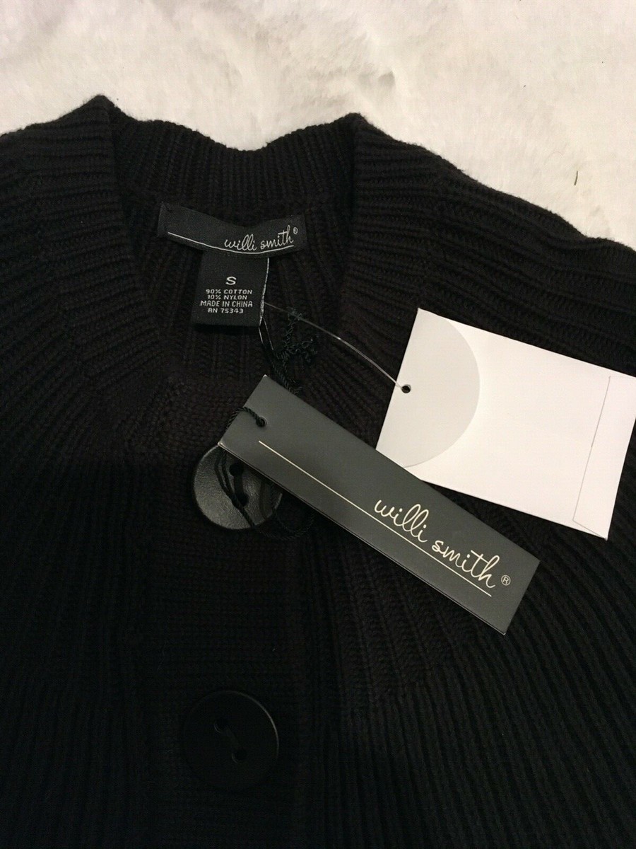 Petite Veste Cape Femme Willi Smith - Noir - Tricot Boutonnée - Neuf Avec étiquette