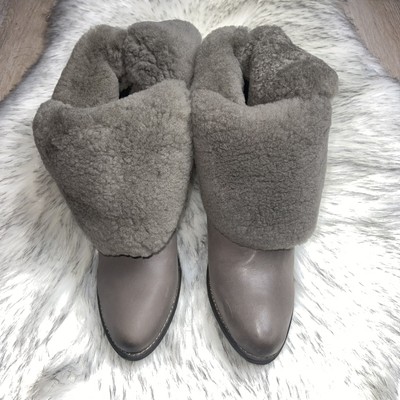 Luxe de Leon Women s SZ 10 Templest  Fur Distressed Leather Ankle Women's Boots