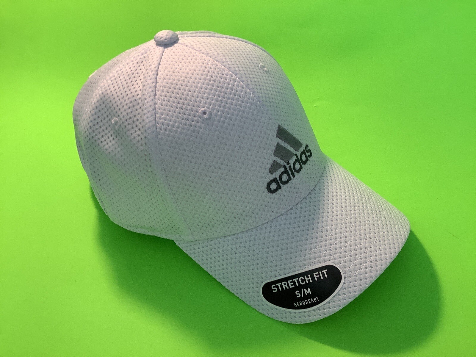ADIDAS Stretch Fit Aeroready Adult Snapback Hat Size S/M White w/Gray NEW thumbnail 4