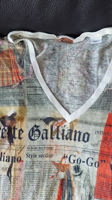 Vintage John Galliano Newspaper T-shirt | 100% Linen | Iconic