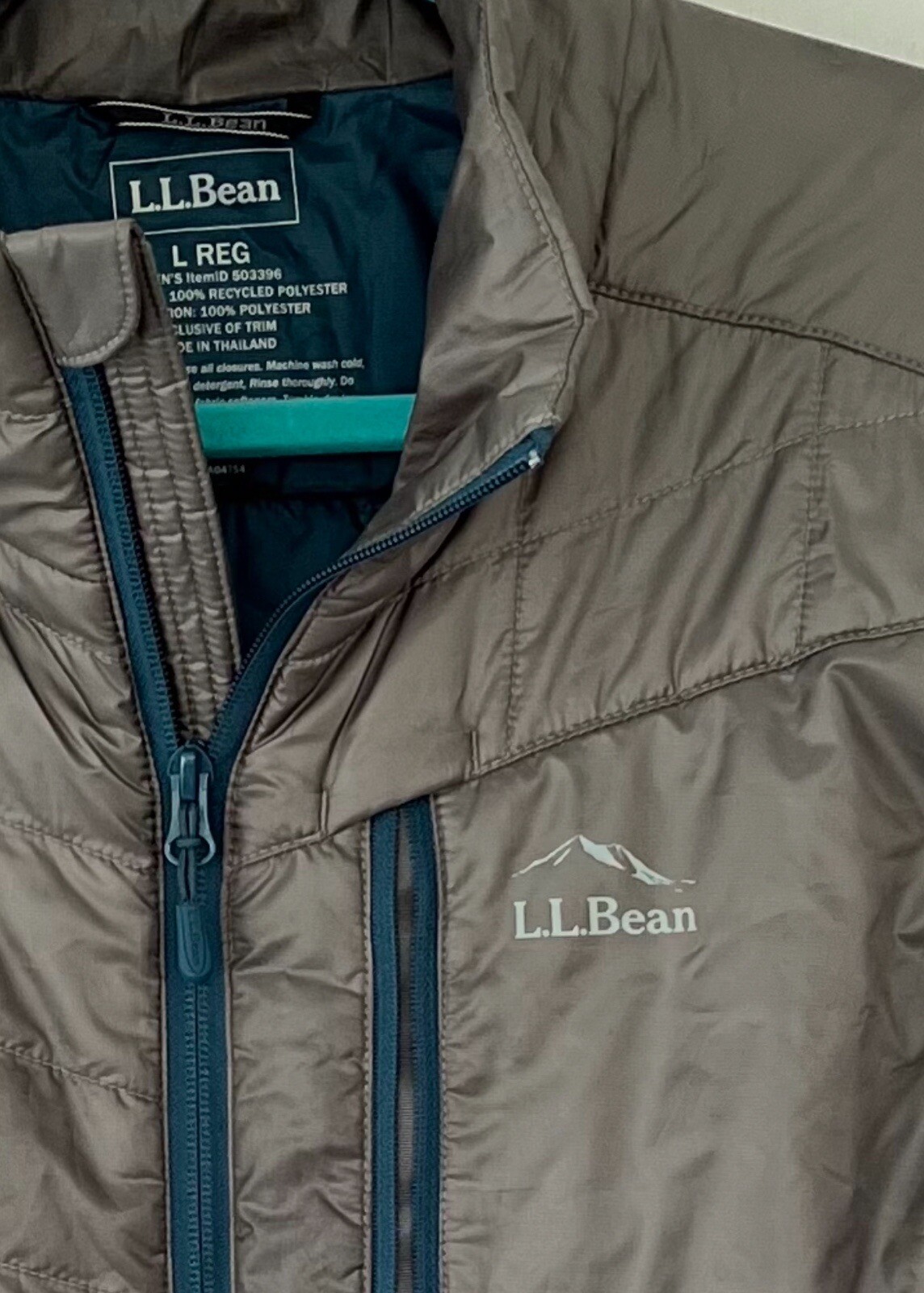 LL Bean Men’s PrimaLoft Packaway Light Quilted Vest, Grey Dark Teal