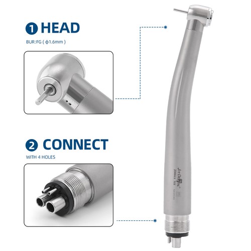 Kit de pieza de mano dental de alta velocidad de 2,4 orificios turbina de aire con luz LED sin sombras - Imagen 6 de 39