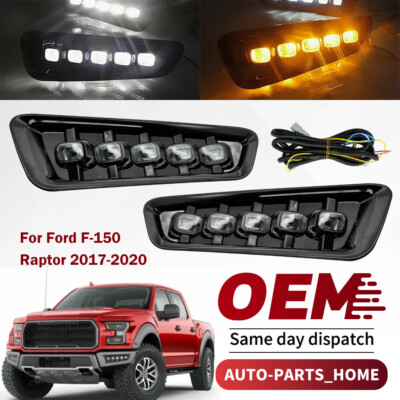 Front Bumper Turn Signal Fog Light Lamps Kit fit For Ford F-150 Raptor 2017-2020