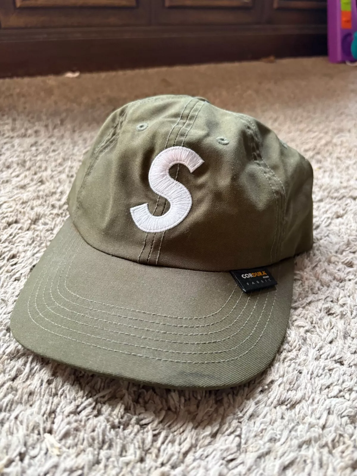 Supreme Pigment Toile Logo “S”   Chapeau Homme Réglable “Olive”, Supreme 2017
