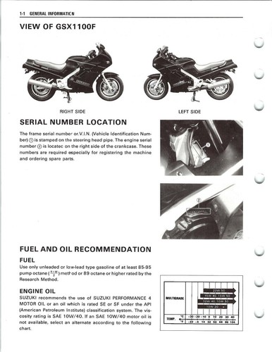 3 Hole Punch Service Work Shop Repair Manual 88-93 Suzuki GSX1100F Katana 1100 - Picture 3 of 5