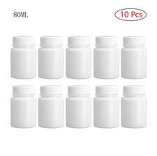 10Pc Plastic Capsule Pill Bottles Medicine Container Light-proof Seal Case w/Cap