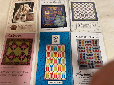 Lot of 6 different  variety  Quilt sewing patterns Trees, Candy, Ties, Country