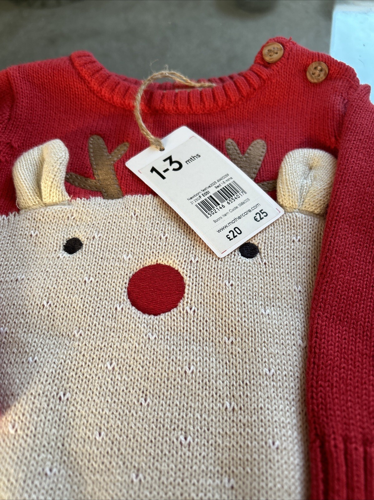 Mothercare Knitted Christmas Top And Trousers 1-3 M New