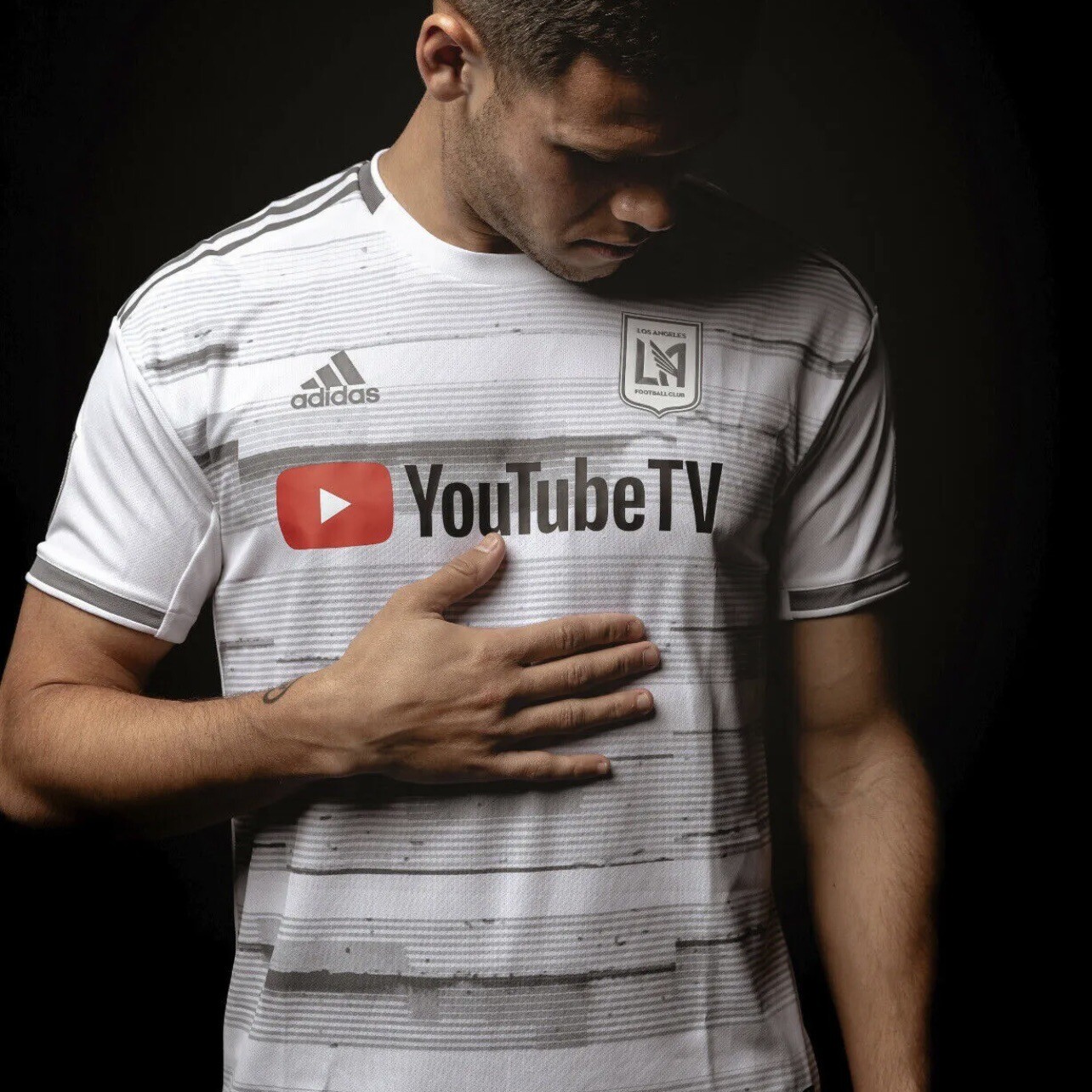 Футбольный топ Adidas LA Football Club Mens размера L из трикотажа большого размера, белый, серый #944