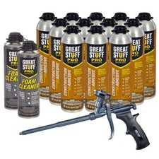 Great Stuff Pro 26.5oz Construction Adhesive, Teflon Coated Foam Gun, 2 Cleaners