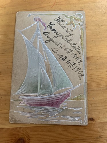 antique sailboat postcard 1907