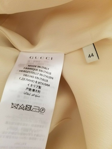 New Authentic Gucci A-Line Bow Dress Velvet Satin Cream Black Size 44 - Picture 9 of 12