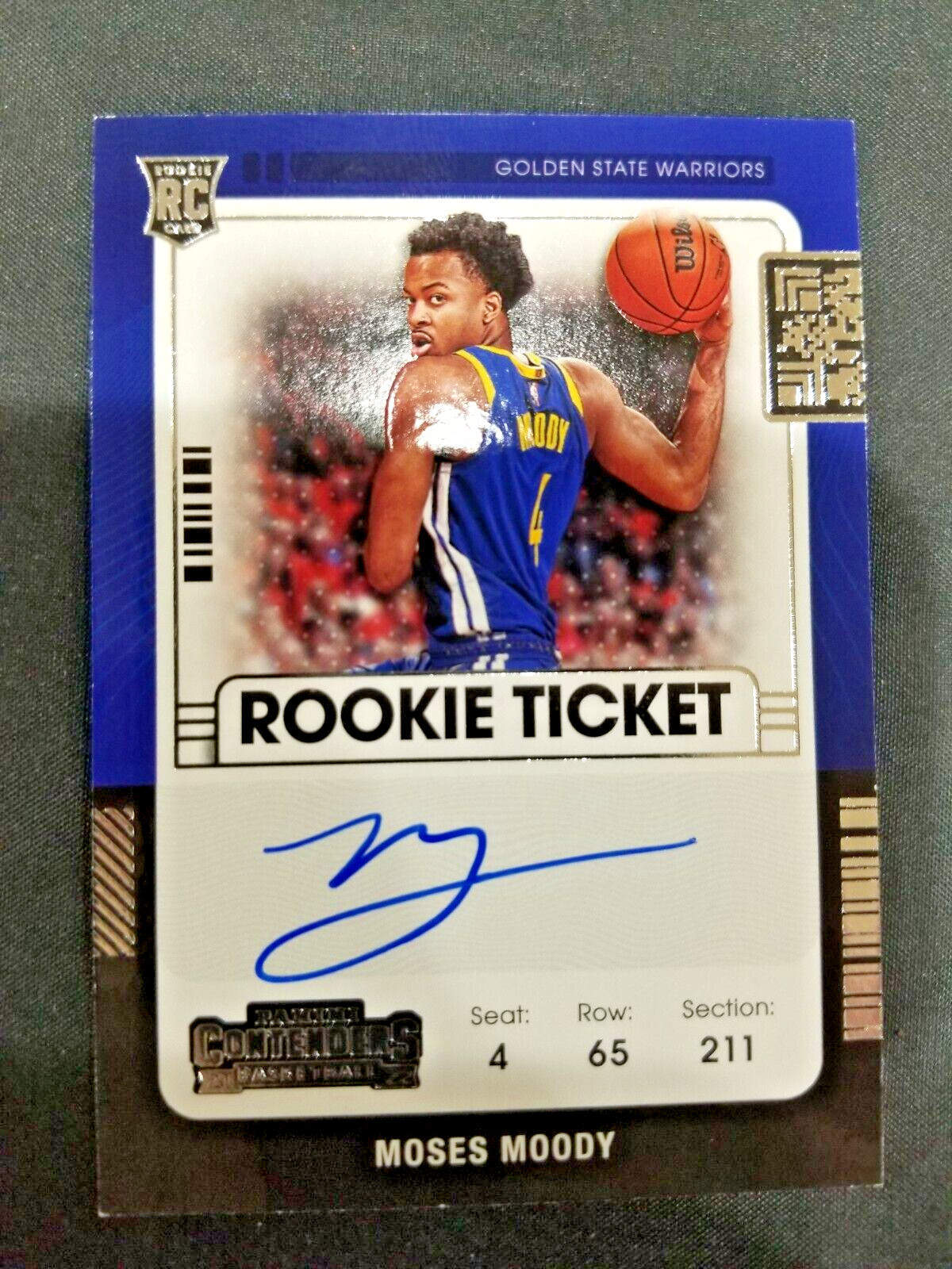 2021/2022 MOSES MOODY PANINI CONTENDERS ROOKIE AUTOGRAPH #114 G.S. WARRIORS