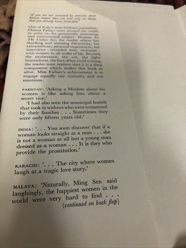 The Useless Sex by Oriana Fallaci HC/DJ Translated 1964 Vtg Rare Horizon Pub - Imagen 5 de 15