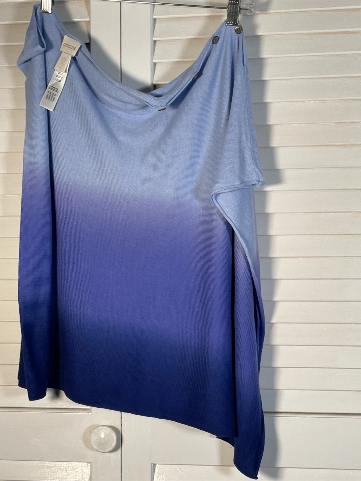 Chicos Poncho one size Blue To Purple Fade Off Shoulder lightweight lagenlook