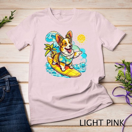 Camiseta Welsh Corgi Perro Surfing con Patrón de Piña Unisex - Imagen 6 de 15