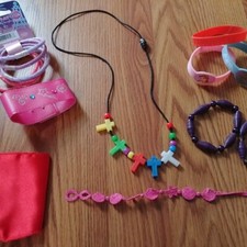 BIG Girls Jewelry Lot Bracelets necklaces crosses favors dressup princess pinata