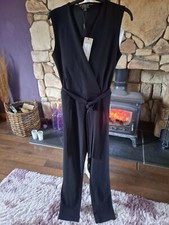 Lipsy Black Wrap Front Jumpsuit Size 12 Belted BNWT