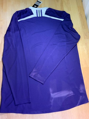 New Men's Adidas Climalite LS Purple & White Workout Tee Sz L* - Picture 3 of 5