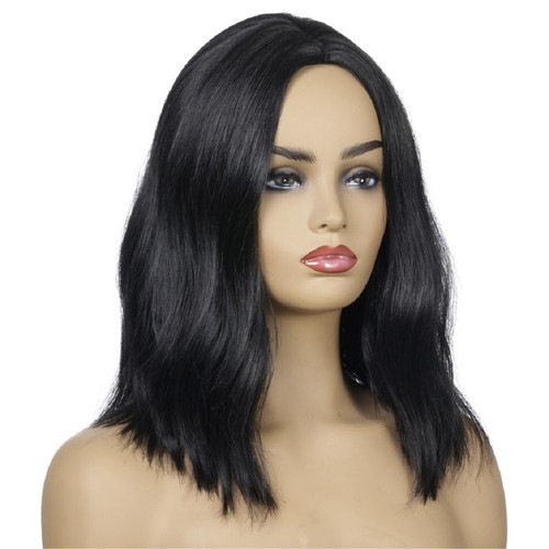 14" Short Curly Wigs Black Bob Hair Wigs for Women Synthetic Middle Part Wig - Picture 5 of 5