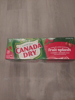  Canada Dry Fruit Splash Cherry Ginger Ale Soda Soft Drink 12 Pack